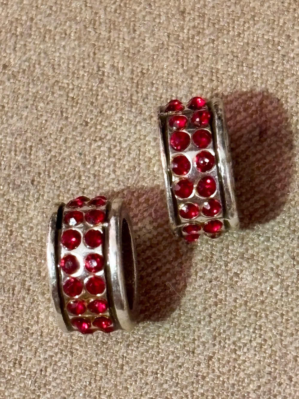 🆕Listing! Two 🆕 Brighton Red Oval Stone Spacers Thin beads w crystals Retired